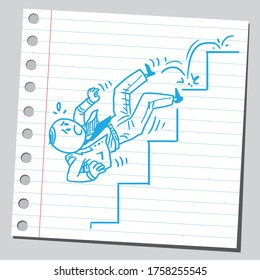 Businessman Falling Down The Stairs.