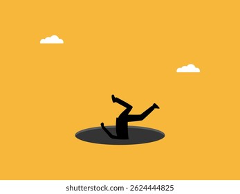 Businessman falling into trap, risk concept