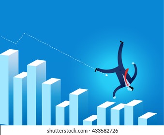 businessman  falling on financial graph with arrow trending downwards vector illustration represent 
economy crisis and down trend  situation

