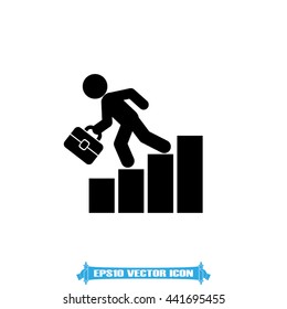 Businessman falling on financial graph icon vector illustration eps10.