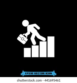 Businessman falling on financial graph icon vector illustration eps10.