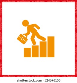 Businessman falling on financial graph icon vector illustration eps10.