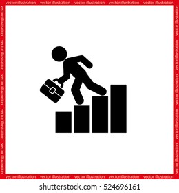 Businessman falling on financial graph icon vector illustration eps10.
