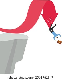 Businessman falling with rise and fall arrows, Vector illustration design concept in flat style

