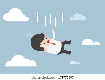 Businessman falling from the sky, VECTOR, EPS10