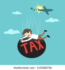 Businessman falling with tax crisis, illustration vector cartoon