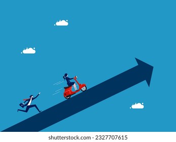 Businessman falls off the car. concept investment 