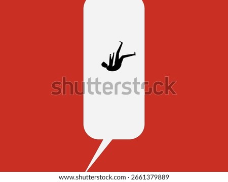 Businessman falls off a cliff, deep speech bubble