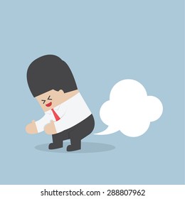 Businessman farting with blank balloon out from his bottom, VECTOR, EPS10