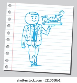 Businessman with fast food