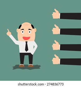 Businessman feedback or like concept. vector illustration.