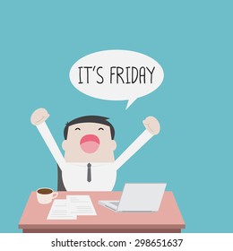 Businessman feel happy on Friday - Vector