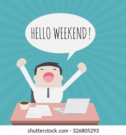 Businessman feel happy on weekend - Vector