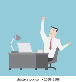 Businessman feel happy with work - Vector