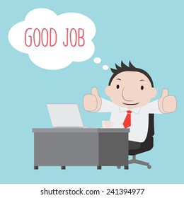 Businessman feel happy with work - Vector 