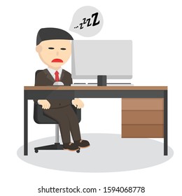 businessman feel sleepy to work overtime