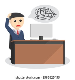businessman feel tangled thoughts design