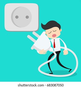 Businessman feeling tired and need to charging battery.worker refresh concept