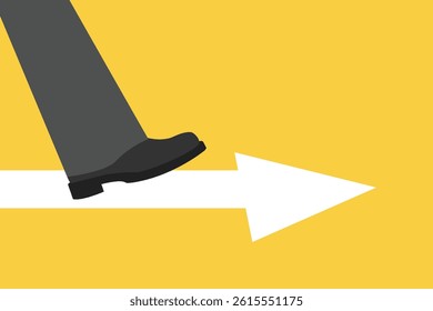 Businessman feet follow a path for business opportunities. visionary leadership different business routes. Symbol of ambition, motivation and long road ahead