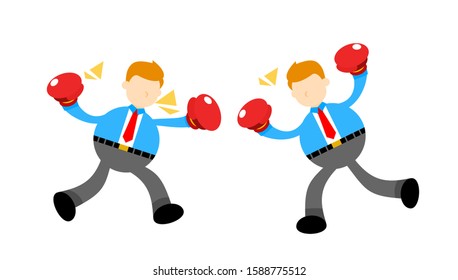 businessman fight with each other flat design illustration