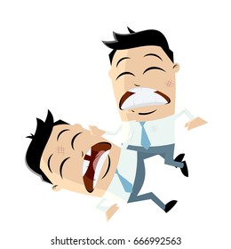 businessman fighting against each other