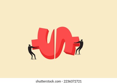 Businessman fighting for a dollar currency sign. concept of Fight for money, tug of war and business competition.