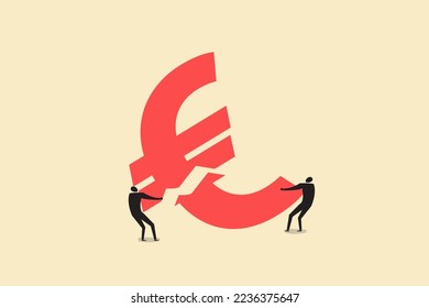 Businessman fighting for a euro currency sign. concept of Fight for money, tug of war and business competition.