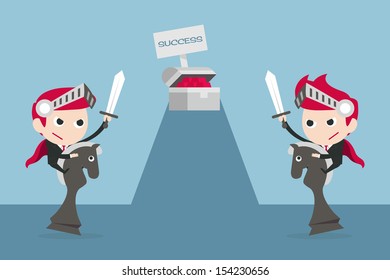 businessman fighting for success, vector