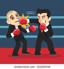 Businessman fighting. Vector flat illustration