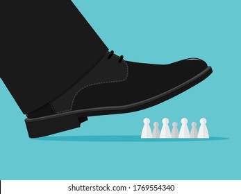 businessman fights against giant foot, oppressed, conflict concept, VECTOR, EPS10