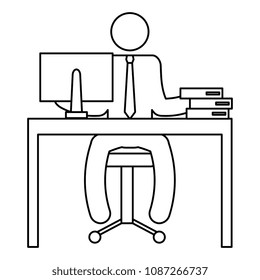 businessman figure in the desk silhouette avatar