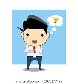 The businessman figured out a blue-white background