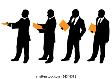 businessman with files (different positions)