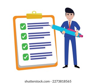 businessman fill out form illustration 