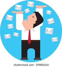 businessman is filled up with spam