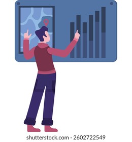 Businessman and finance graph analysis icon vector