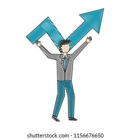 businessman with financial arrow growth success color drawing