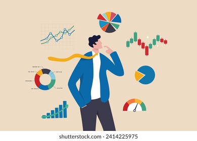 Análisis de datos financieros de empresarios, diagrama económico y de crecimiento, datos de bolsas de valores, análisis de inversiones, concepto de ingresos por crecimiento, pensamiento de empresarios con gráfico de datos y gráfico.