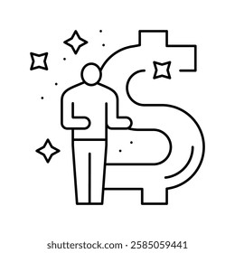 businessman financial freedom money line icon vector. businessman financial freedom money sign. isolated contour symbol black illustration
