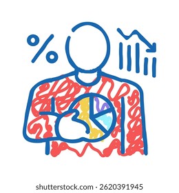 empresário perdas financeiras ícone doodle esboço vetor. empresário perdas financeiras sinal. símbolo isolado ilustração