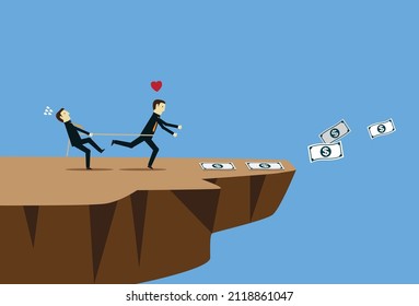 Businessman with a financial trap that comes to tempt, Vector illustration design concept in flat style