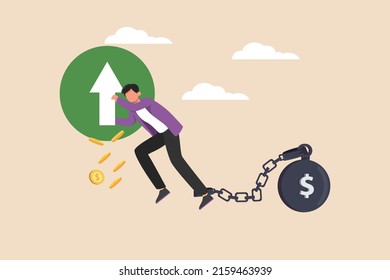 A los empresarios les resulta difícil desarrollarse debido a las limitaciones financieras. Administración de Finanzas. Ilustración vectorial plana de color aislada.