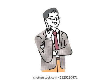 Businessman find idea. Confused business worker wonders and finds solution or solved problem cartoon vector illustration