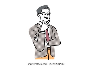 El hombre de negocios encuentra una idea. El trabajador empresarial confuso se pregunta y encuentra solución o problema resuelto ilustración vectorial de caricatura