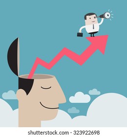 Businessman find an idea outside the head - Vector