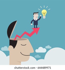 Businessman find an idea outside the head - Vector