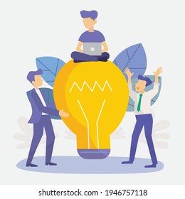 Businessman find idea wonders and finds solution or solved problem, cartoon character flat vector illustration