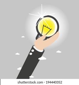 Businessman find idea to work - found ideas vector 
