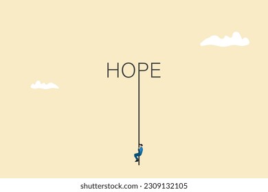 Businessman finding a hope , help from the sky