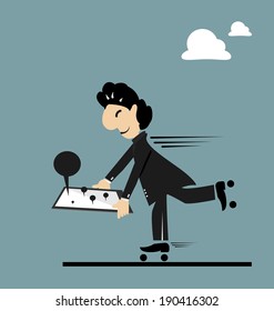 Businessman is finding location for the fast service.